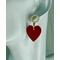 Pearl and red heart dangle earrings, valentine's day earrings